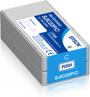 EPSON SJIC22P(C): Tintenpatrone für Epson ColorWorks C3500 (Cyan) 